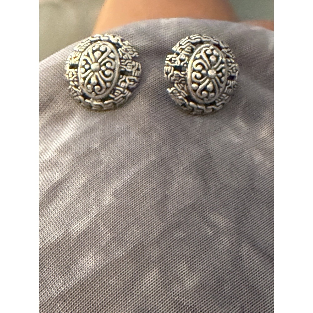 Sarda 925 Sterling Silver Stud Earrings Round Scrollwork Filigree #454